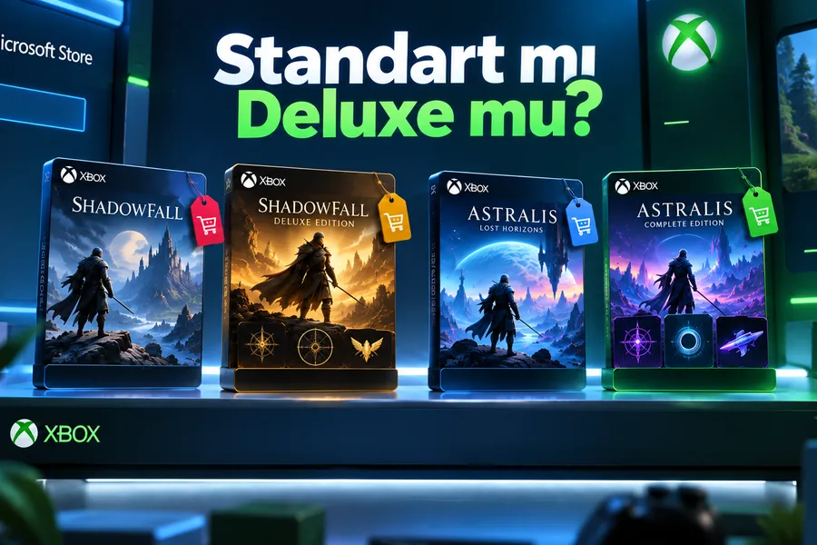 Standart mı Deluxe mu? Mağaza rafında indirim etiketli dört oyun kutusu