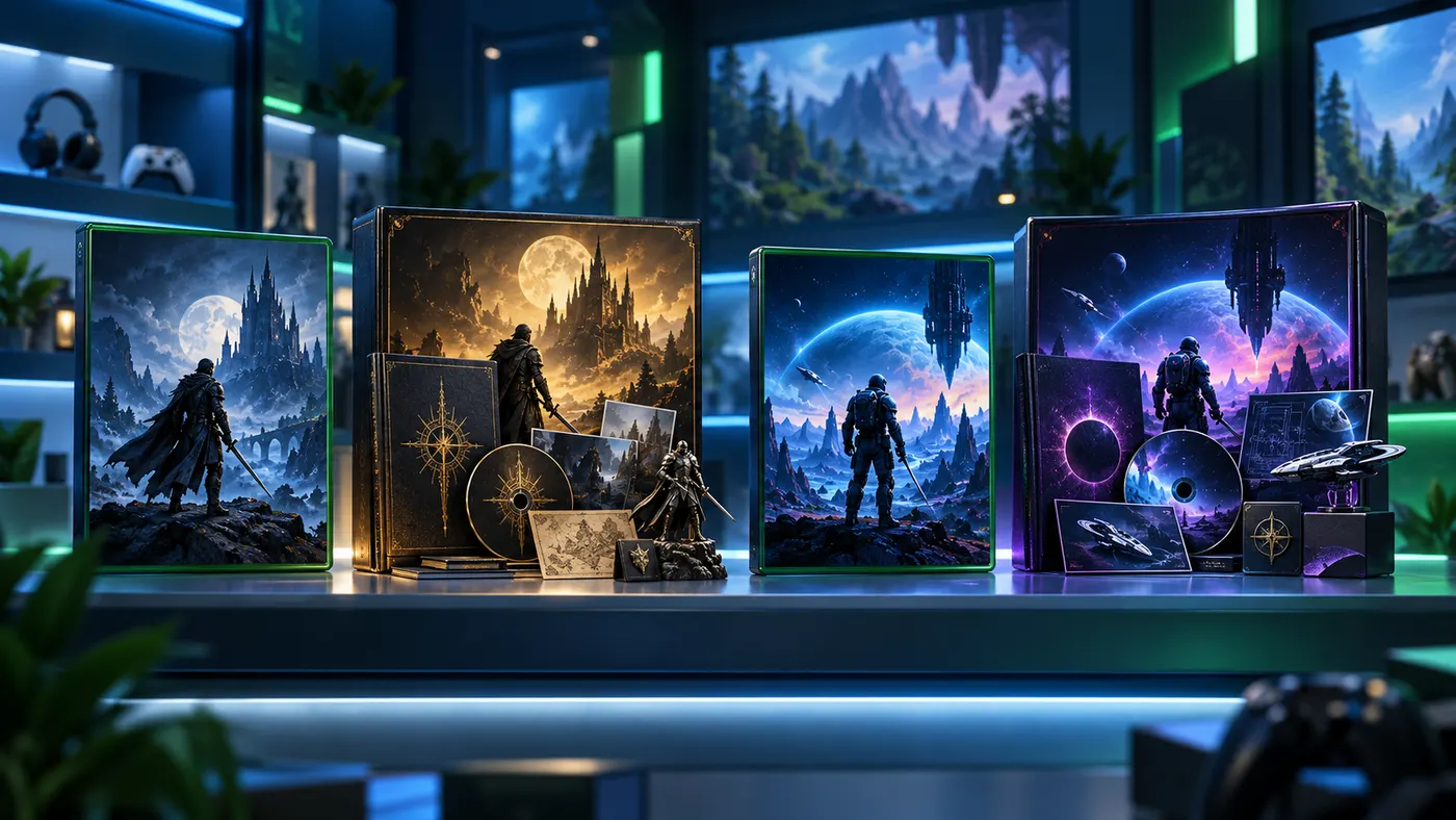A standard box next to a deluxe box that adds an artbook and a soundtrack